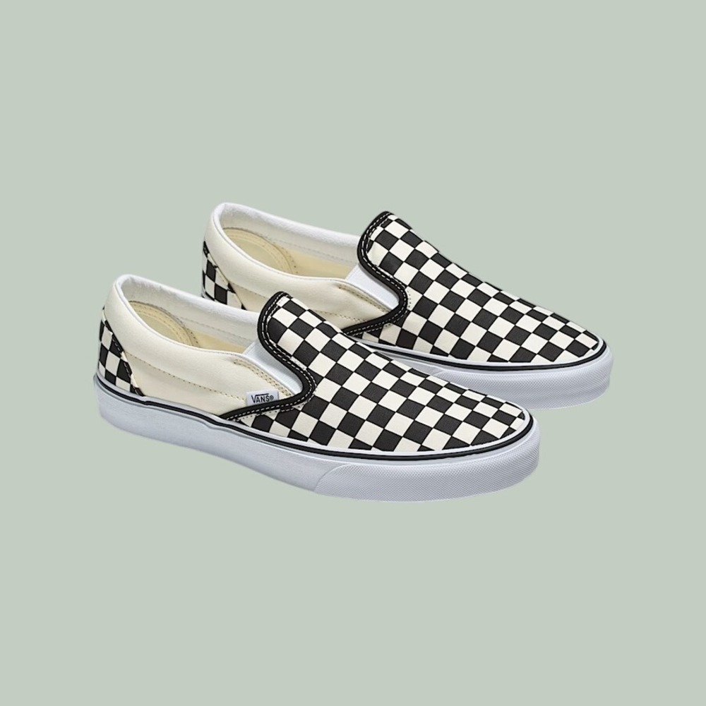 Vans Classic Slip-On Wide Checkerboard Black White Women's 7.5/Mens 6.0 UNISEX